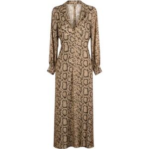 Vintage Maxi Dress Snakeskin Print Metallic Gold Lurex Pat Richards Small